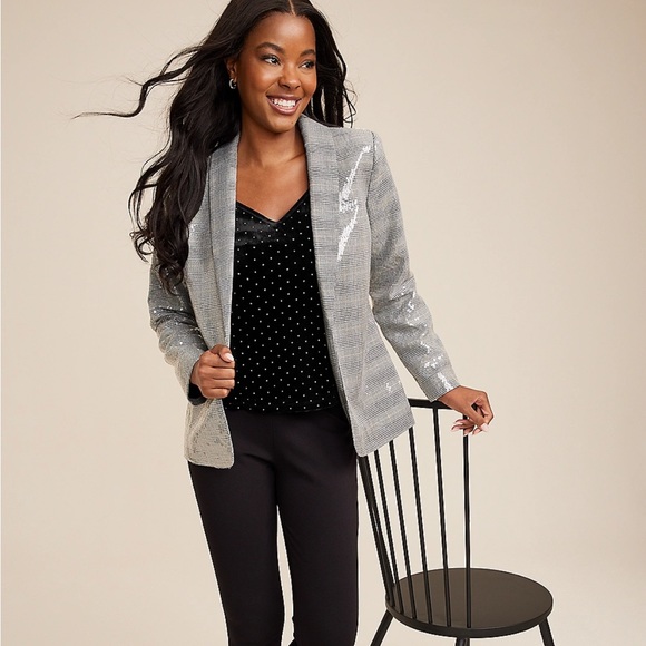 NWT Sequin Plaid Blazer. Perfect statement piece! - Picture 5 of 6